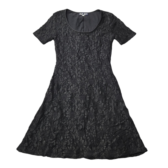 Vintage Bisou Bisou Small Black Lace Short-Sleeve Lined Mini‎ Dress Made In USA - Picture 3 of 14